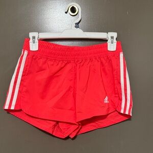 Adidas Girls Coral Shorts with White Stripes